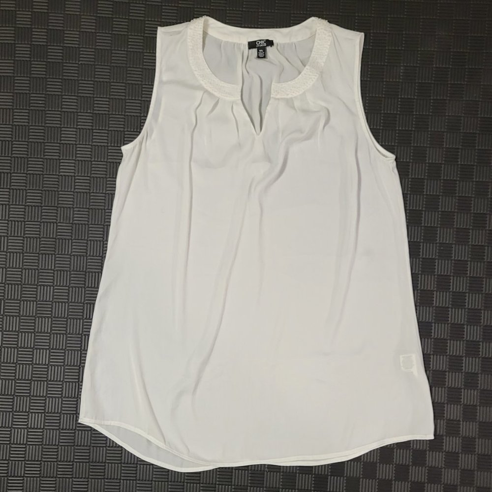 EUC Beaded Neck Tunic Length Tank - Picture 2 of 2